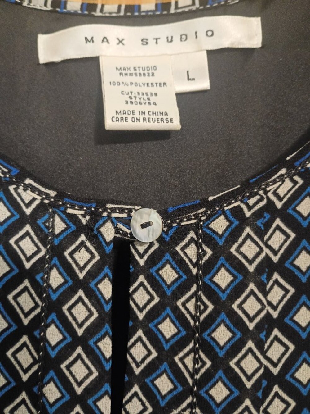 Max Studio Shift Dress L Geometric Print Blue - Picture 3 of 4